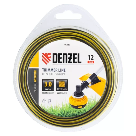 Леска для триммера двухкомпонентная квадратная, 3,0мм х 12м, блистер SkyCutter Denzel 96839 купить в Надыме