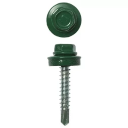 Саморезы ЗУБР "ПРОФЕССИОНАЛ" окраш., RAL 6002 зелен. лист, для крепл. кров. матер. к дерев. обреш., 4.8х29мм, 2500шт 4-300310-48-029-6002