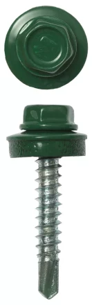 Саморезы ЗУБР "ПРОФЕССИОНАЛ" окраш., RAL 6002 зелен. лист, для крепл. кров. матер. к дерев. обреш., 4.8х29мм, 2500шт 4-300310-48-029-6002 купить в Надыме