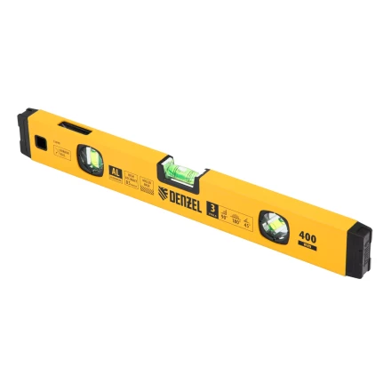 Уровень алюминиевый Denzel 33690, магнит., фрезерованный, 3 глазка (1 зеркал.), 0,5 мм/м, 400 мм купить в Надыме