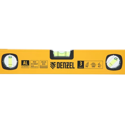 Уровень алюминиевый Denzel 33690, магнит., фрезерованный, 3 глазка (1 зеркал.), 0,5 мм/м, 400 мм купить в Надыме
