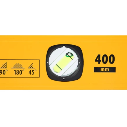 Уровень алюминиевый Denzel 33690, магнит., фрезерованный, 3 глазка (1 зеркал.), 0,5 мм/м, 400 мм купить в Надыме