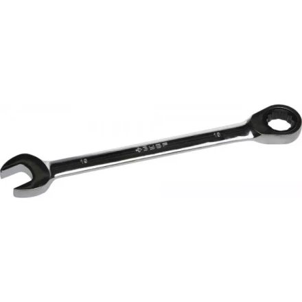 Ключ ЗУБР "ПРОФИ" гаечный комбинированный трещоточный, Cr-V сталь, хромированный, 19мм 27074-19 купить в Надыме