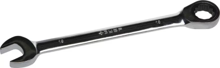 Ключ ЗУБР "ПРОФИ" гаечный комбинированный трещоточный, Cr-V сталь, хромированный, 19мм 27074-19 купить в Надыме