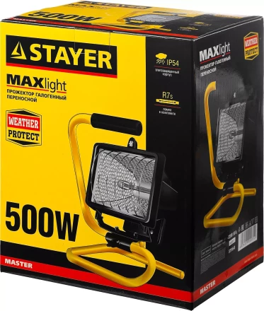 Прожектор STAYER "MASTER" MAXLight галогенный, переносной с подставкой, черный, 500Вт 57116-B купить в Надыме