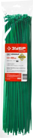 Хомуты нейлоновые ЗУБР &quot;МАСТЕР&quot; зеленые, 4,8 мм x 400 мм, 100 шт 309060-48-400 купить в Надыме