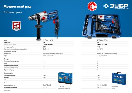 Дрель ударная двухскоростная ДУ-П850-2 ЭРМ серия ПРОФЕССИОНАЛ купить в Надыме