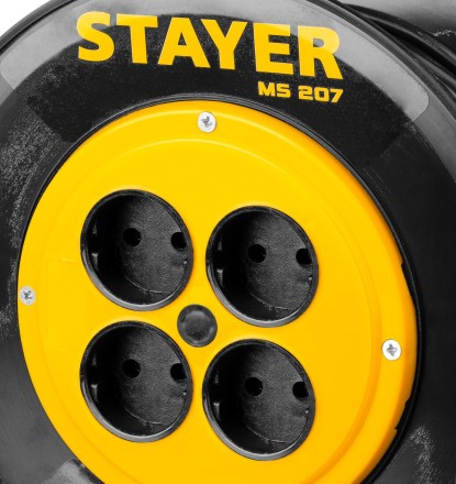Удлинитель на катушке &quot;MS 207&quot;, 50 м, 2200 Вт, 4 гнезда, ПВС 2x0,75 мм2, STAYER 55073-50 купить в Надыме