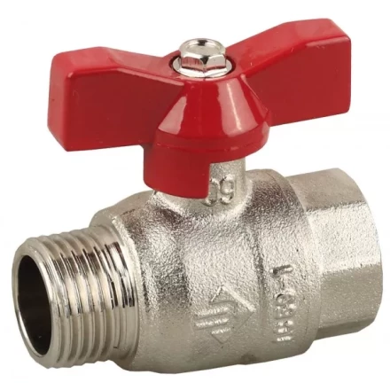 Кран ЗУБР шаровой 1/2" полнопроходной "мама-папа", бабочка, никелированная латунь 51354-N-1/2 купить в Надыме