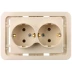 Розетка СВЕТОЗАР "ГАММА" двойная, с заземлением, цвет бежевый, 16А/~250В SV-54107-B купить в Надыме