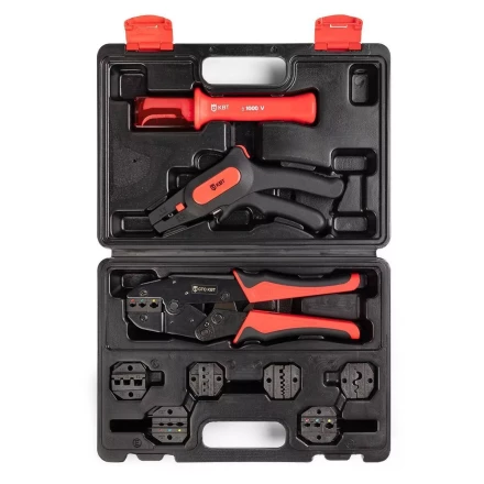 Универсальный набор инструментов КВТ СКМ-2 для опрессовки и снятия изоляции с диэлектрическим ножом монтажника (102352) купить в Надыме