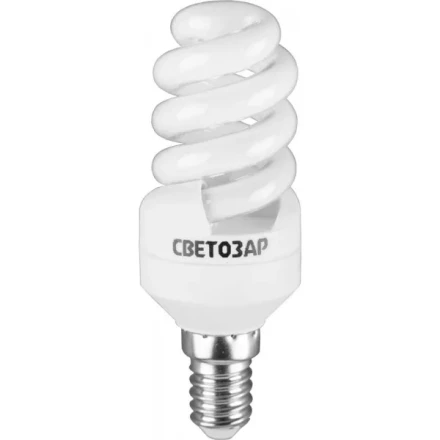 Энергосберегающая лампа СВЕТОЗАР "КОМПАКТ" спираль,цоколь E14(миньон),Т2,теплый белый свет(2700 К), 10000час, 9Вт(45) 44351-09_z01 купить в Надыме
