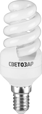 Энергосберегающая лампа СВЕТОЗАР &quot;КОМПАКТ&quot; спираль,цоколь E14(миньон),Т2,теплый белый свет(2700 К), 10000час, 9Вт(45) 44351-09_z01 купить в Надыме