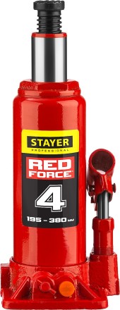 Домкрат гидравлический бутылочный &quot;RED FORCE&quot;, 4т, 195-380 мм, в кейсе, STAYER 43160-4-K 43160-4-K_z01 купить в Надыме