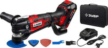 ЗУБР C1-18, 18 В, OQIS, АКБ (2 А·ч), реноватор, сумка, набор насадок (МФИ-18-21) купить в Надыме