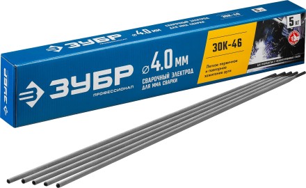 ЗУБР Д 4.0 х 450 мм, 5 кг в коробке, ЗОК-46 рутил-целлюлозный, электрод сварочный, Профессионал (40035-4.0) купить в Надыме
