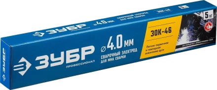 ЗУБР Д 4.0 х 450 мм, 5 кг в коробке, ЗОК-46 рутил-целлюлозный, электрод сварочный, Профессионал (40035-4.0) купить в Надыме