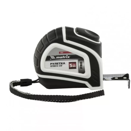 Рулетка Autostop 5 м х 19 мм двухкомпонентный корпус автоматическая фиксация MATRIX 32551 купить в Надыме