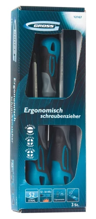 Набор отвёрток комбинированный 3 шт,S2 трехкомпонентная рукоятка GROSS 12167 купить в Надыме