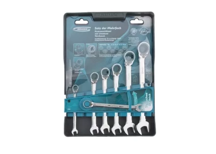 Набор ключей комбинированных с трещоткой, 8 - 19 мм, 7шт., реверсивные, CrV GROSS 14892 купить в Надыме