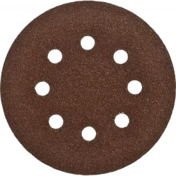 Круг шлифовальный ЗУБР &quot;СТАНДАРТ&quot; из абразивной бумаги на велкро основе, 8 отв., Р80, 125мм, 5шт 35350-125-080