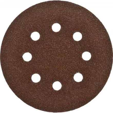 Круг шлифовальный ЗУБР "СТАНДАРТ" из абразивной бумаги на велкро основе, 8 отв., Р80, 125мм, 5шт 35350-125-080 купить в Надыме