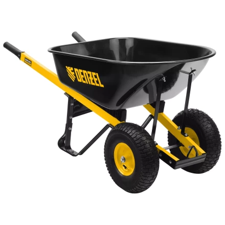 Тачка строительная усиленная объем 140 л 250 кг двухколесная колесо 15х6.00-6 Denzel 69000 купить в Надыме