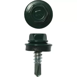 Саморезы ЗУБР "ПРОФЕССИОНАЛ" окраш., RAL 6005 зелен. насыщен., для крепл. кров. матер. к металл. констр., 5.5x19мм, 500шт 4-300315-55-019-6005