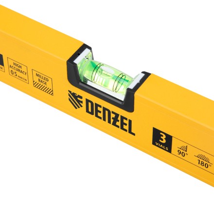 Уровень алюминиевый Denzel 33691, магнит, фрезерованный, 3 глазка (1 зеркал.), 0,5 мм/м, 600 мм купить в Надыме