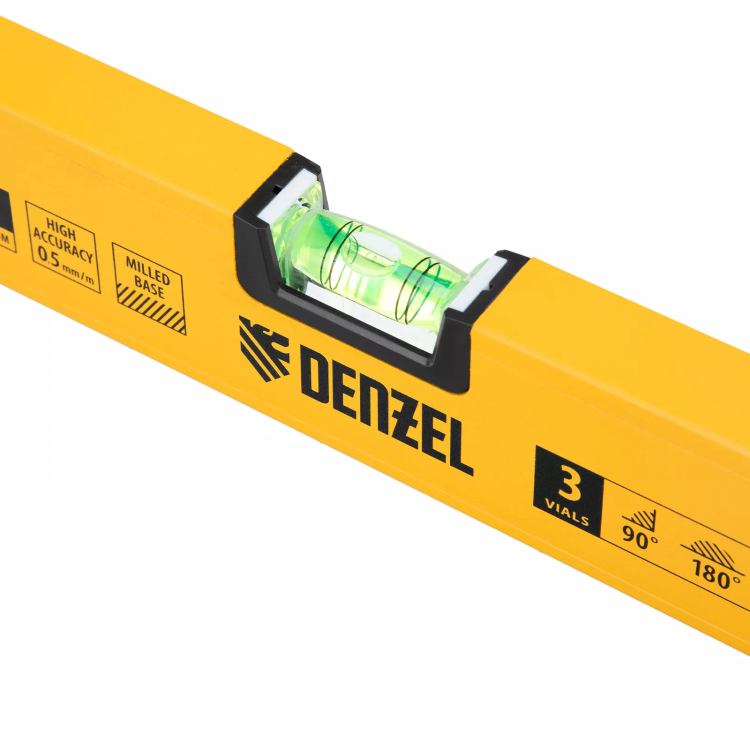 Уровень алюминиевый Denzel 33691, магнит, фрезерованный, 3 глазка (1 зеркал.), 0,5 мм/м, 600 мм купить в Надыме