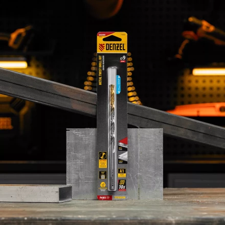 Сверло спиральное по металлу Denzel, 9 х 175 мм, Р6М5, Golden Tip, удлиненное 718262 купить в Надыме