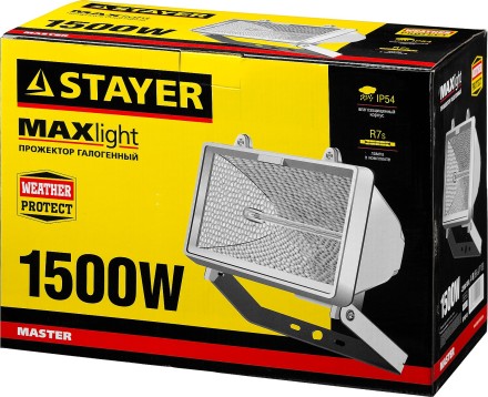Прожектор STAYER &quot;MASTER&quot; MAXLight галогенный, с дугой крепления под установку, белый, 1500Вт 57107-W купить в Надыме