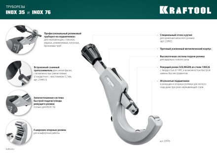 Труборезы KRAFTOOL для труб из нержавеющей стали 23935 купить в Надыме