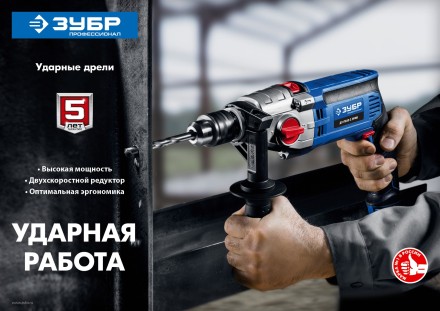 Дрель ударная двухскоростная + кейс ДУ-П850-2 ЭРМК серия ПРОФЕССИОНАЛ купить в Надыме