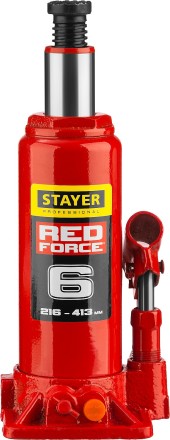 Домкрат гидравлический бутылочный &quot;RED FORCE&quot;, 6т, 216-413 мм, в кейсе, STAYER 43160-6-K 43160-6-K_z01 купить в Надыме