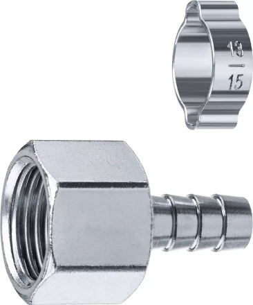 ЗУБР штуцер елочка, 10 мм - 1/2F, переходник с обжимным хомутом, Профессионал (64923-1/2-10) купить в Надыме