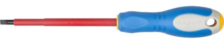 ЗУБР "ПРОФИ ЭЛЕКТРИК". Отвертка Cr-V, трехкомпонент рукоятка, высоковольтная до ~1000В, SL, 5,5x125 мм 25261-5.5-125 купить в Надыме