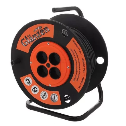 Удлинитель силовой на катушке GLANZEN 4 гн. ПВС 2х2,5 EB-50-008 купить в Надыме