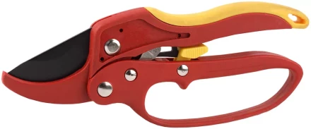Секатор GRINDA двухкомпонентные ручки, храповый механизм, с эфесом, округлые лезвия с упорной наковальней, 205мм 8-423233_z01 купить в Надыме
