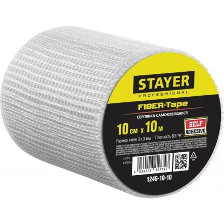 Серпянка самоклеящаяся FIBER-Tape, 10 см х 10м, STAYER Professional 1246-10-10 1246-10-10 купить в Надыме