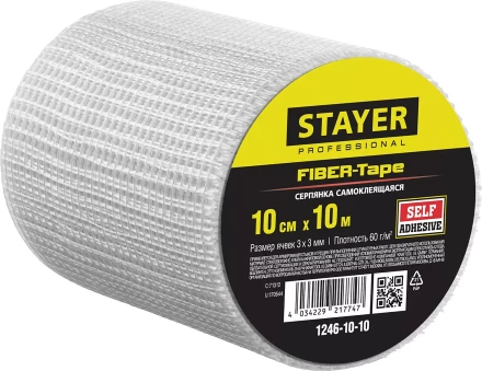 Серпянка самоклеящаяся FIBER-Tape, 10 см х 10м, STAYER Professional 1246-10-10 1246-10-10 купить в Надыме