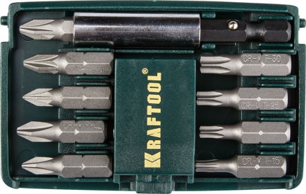 Набор бит &quot;COMPACT-10&quot; с магнитным адаптером, KRAFTOOL 26130-H10, в мини бит-боксе, 10 предметов 26130-H10 купить в Надыме