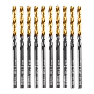 Сверло по металлу, 3 мм, HSS-Tin, Golden Tip, 10 шт. Denzel 717205