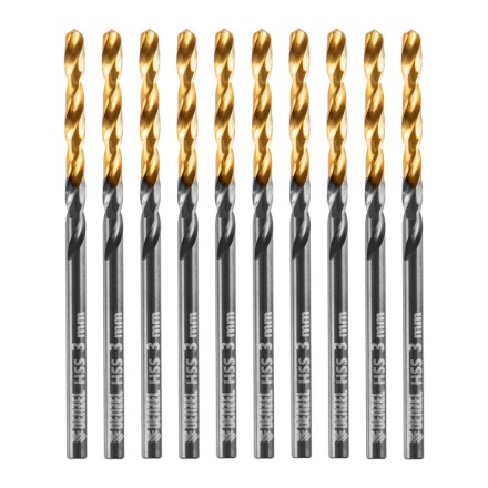 Сверло по металлу, 3 мм, HSS-Tin, Golden Tip, 10 шт. Denzel 717205 купить в Надыме