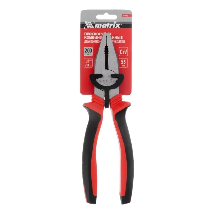 Плоскогубцы комбинированные Matrix, 200 мм, хром-ванадий, двухкомпонентные рукоятки, 17092 купить в Надыме