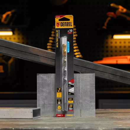 Сверло спиральное по металлу Denzel, 10 х 184 мм, Р6М5, Golden Tip, удлиненное 718263 купить в Надыме