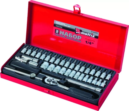 Набор слесарно-монтажный с квадратом 1/4 38 предметов MATRIX MASTER 13522 купить в Надыме