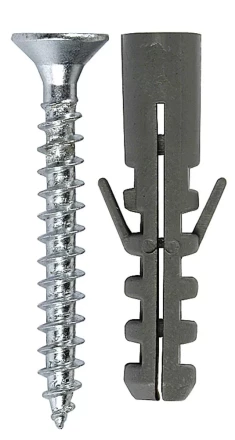 Дюбель ЗУБР полипропиленовый распорный 8,0x40мм с оцинкованным шурупом PZ, 4,5х40мм, ТФ7, 25шт 4-301037-08-040 купить в Надыме