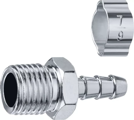 ЗУБР штуцер елочка, 6 мм - 1/4M, переходник с обжимным хомутом, Профессионал (64924-1/4-06) купить в Надыме