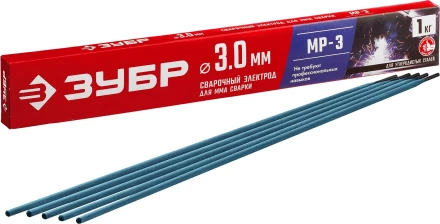 ЗУБР Д 3.0 х 350 мм, 1 кг в коробке, МР-3 рутиловый, электрод сварочный (40011-3.0) купить в Надыме